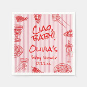 Pizza Hand getrokken rode Paarse Ciao Baby shower  Servet (Voorkant)
