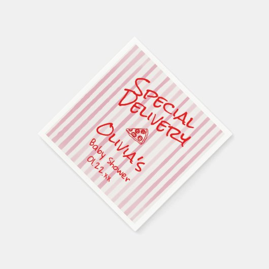 Pizza Hand getrokken Rode Speciale Bezorging Douch Servet (Hoek)