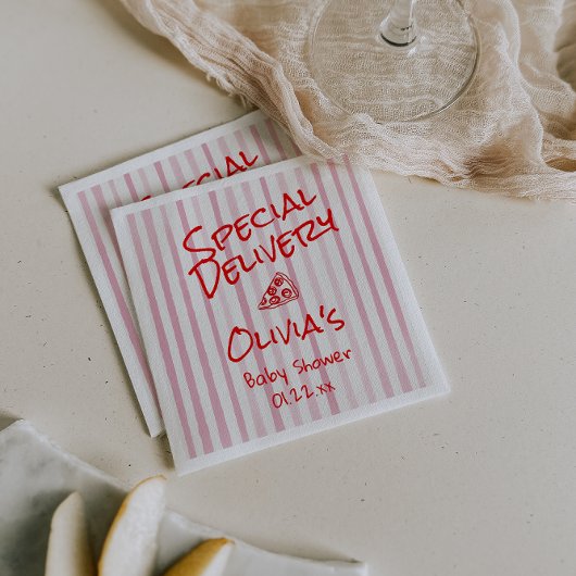 Pizza Hand getrokken Rode Speciale Bezorging Douch Servet