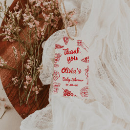 Pizza Hand getrokken speciale levering Baby shower Cadeaulabel