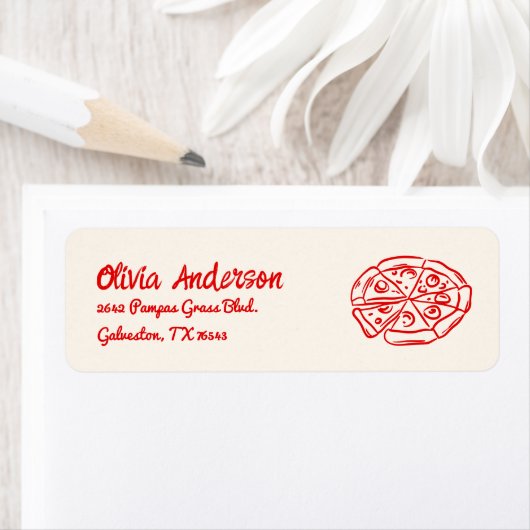 Pizza Hand getrokken Speciale Levering Baby shower Etiket (Insitu)