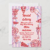 Pizza Hand getrokken speciale levering Baby shower Kaart (Voorkant)