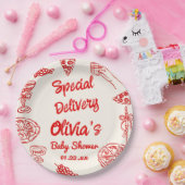 Pizza Hand getrokken speciale levering Baby shower Papieren Bordje (Feest)