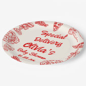 Pizza Hand getrokken speciale levering Baby shower Papieren Bordje (Gekanteld)