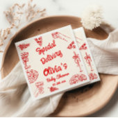 Pizza Hand getrokken speciale levering Baby shower Servet