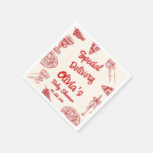 Pizza Hand getrokken speciale levering Baby shower Servet (Hoek)