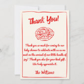 Pizza Hand getrokken Speciale Levering Fun Baby sh Bedankkaart (Voorkant)