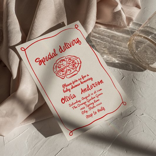 Pizza Hand getrokken Speciale Levering Fun Baby sh Kaart