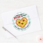 Pizza Happy Valentijnsdag Ronde Sticker voor kinde (Envelop)