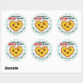 Pizza Happy Valentijnsdag Ronde Sticker voor kinde (Vel)