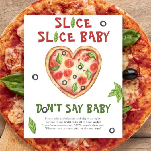 Pizza hart baby shower - Zeg niet baby Poster