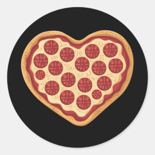 Pizza Hartvorm Cute Valentijnsdag Ronde Sticker