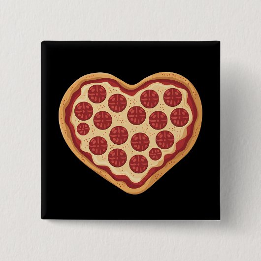 Pizza Hartvorm Cute Valentijnsdag Vierkante Button 5,1 Cm (Voorkant)