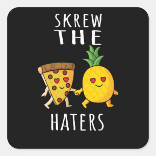 Pizza Hawaii Pineapple Pizza Food Vierkante Sticker