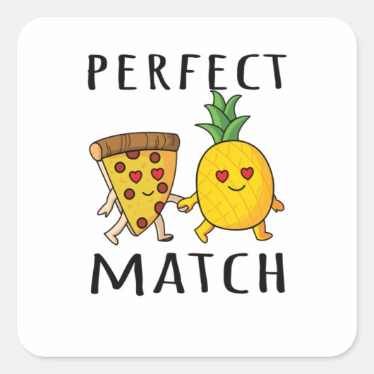 Pizza Hawaii Pineapple Pizza Food Vierkante Sticker (Voorkant)