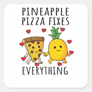 Pizza Hawaii Pineapple Pizza Food Vierkante Sticker