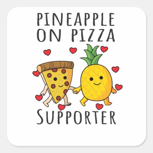 Pizza Hawaii Pineapple Pizza Food Vierkante Sticker (Voorkant)
