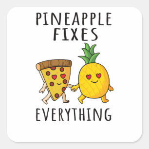 Pizza Hawaii Pineapple Pizza Food Vierkante Sticker