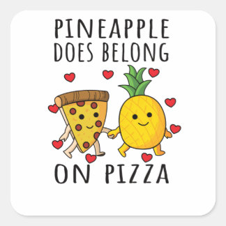 Pizza Hawaii Pineapple Pizza Food Vierkante Sticker