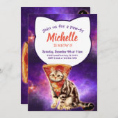 Pizza Head Cat Funny Uitnodiging (Voorkant / Achterkant)