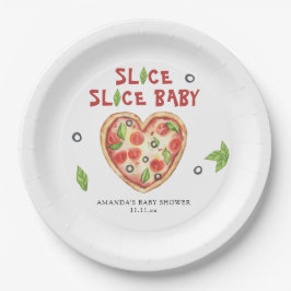 pizza heart watercolor baby shower  papieren bordje