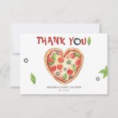 pizza heart watercolor baby shower THANKS Bedankkaart (Voorkant)