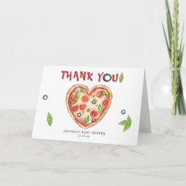 pizza heart watercolor baby shower THANKS Bedankkaart