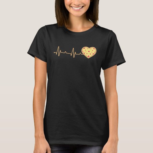 Pizza Heartbeat Italiaanse Valentijnsdag Pulse T-shirt (Voorkant)