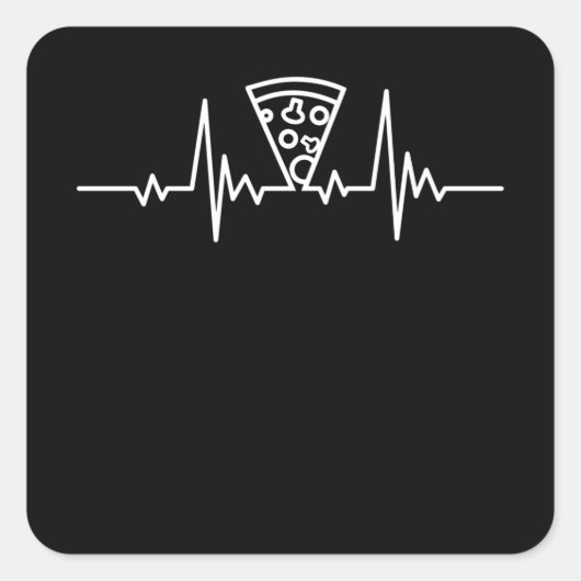 PIZZA HEARTBEAT Pizza Lover Pizzaholic Italiaans Vierkante Sticker (Voorkant)