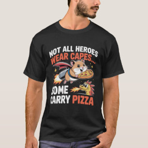 Pizza Held Hamster Grappige Ruimte Levering T-shirt