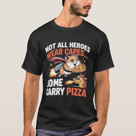 Pizza Held Hamster Grappige Ruimte Levering T-shirt (Voorkant)