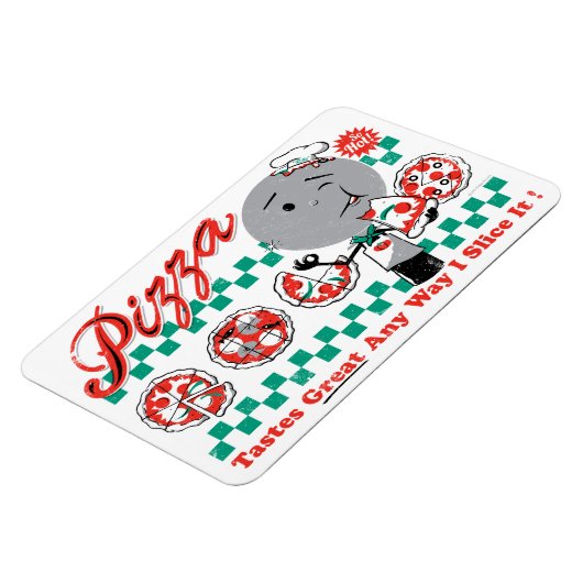 Pizza Hoe dan ook, ik snijd hem in retro premium m Magneet (Linkerzijde)