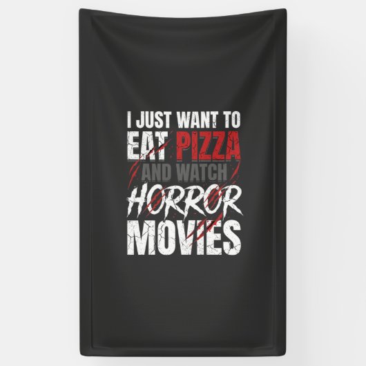 Pizza Horror Films Halloween Ontwerp_1 Spandoek (Verticaal)