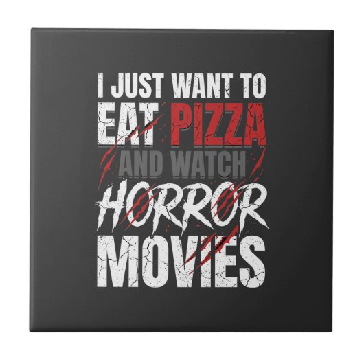 Pizza Horror Films Halloween Ontwerp_1 Tegeltje (Voorkant)