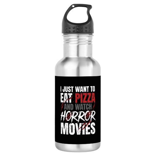 Pizza Horror Films Halloween Ontwerp_1 Waterfles (Voorkant)