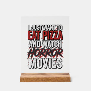 Pizza Horror Films Vintage Halloween Typografie S Acryl Bord