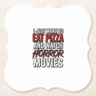 Pizza Horror Films Vintage Halloween Typografie S Kartonnen Onderzetters