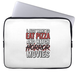 Pizza Horror Films Vintage Halloween Typografie S Laptop Sleeve