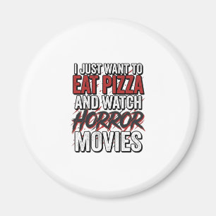 Pizza Horror Films Vintage Halloween Typografie S Magneet
