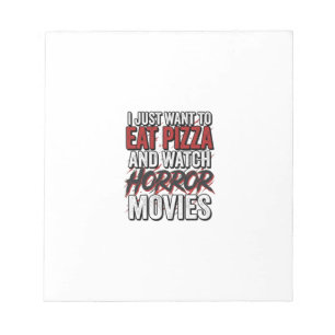 Pizza Horror Films Vintage Halloween Typografie S Notitieblok