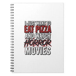 Pizza Horror Films Vintage Halloween Typografie S Notitieboek