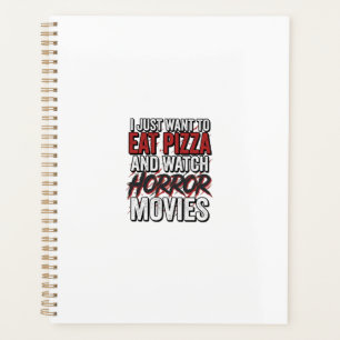 Pizza Horror Films Vintage Halloween Typografie S Planner