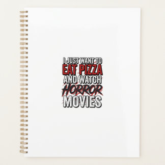 Pizza Horror Films Vintage Halloween Typografie S Planner