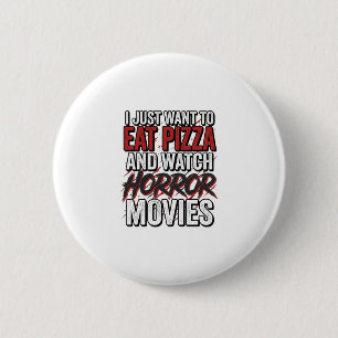 Pizza Horror Films Vintage Halloween Typografie S Ronde Button 5,7 Cm