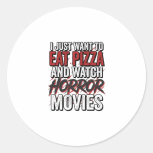 Pizza Horror Films Vintage Halloween Typografie S Ronde Sticker
