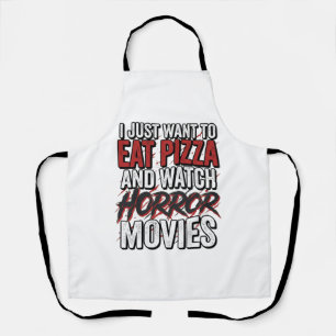 Pizza Horror Films Vintage Halloween Typografie S Schort