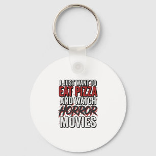 Pizza Horror Films Vintage Halloween Typografie S Sleutelhanger
