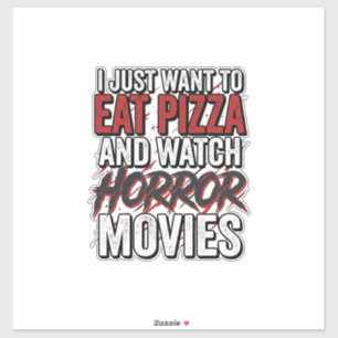 Pizza Horror Films Vintage Halloween Typografie S Sticker