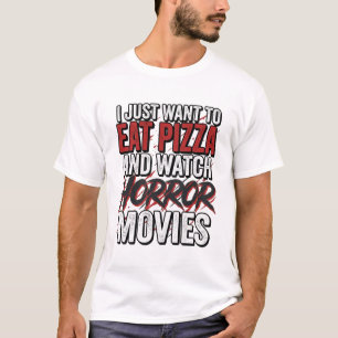 Pizza Horror Films Vintage Halloween Typografie S T-shirt