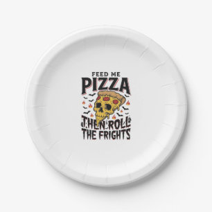 Pizza Horror T-shirt Vintage Gravure Filmavond D Papieren Bordje